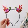 Diadema de Cuernos de Reno Navideño Pasador de Flor de Cuerno de Alce Dulce y Lindo Popular para Transmisión en Vivo Fotografía Accesorios para el Cabello Diadema Lazo