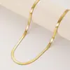 Cadena de Hoja de Acero Inoxidable, Cadena de Hueso de Serpiente Plana Dorada, Collar Corto Sencillo para Mujer, Cadena Lisa de Moda, Cadena Clavicular de Lujo Ligero