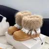 Zapatos de Algodón Retro con Forro de Polar 2026 con Cordones, Patrón Fair Isle, Cálidos y Versátiles, Nuevas Botas de Nieve con Cordones Otoño/Invierno para Mujer