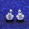 Brincos de Prata S925 Pag&Mag Export com Moissanita Multicolor de Seis Garras, Piercings de Cartilagem da Orelha Modernos e Versáteis com Fecho de Rosca