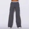 Calça Cargo Multi-Bolsos com Cordão Levanta Bumbum de Alta Elasticidade Estilo Europeu e Americano Conjunto de Roupa Fitness Esportiva Yoga para Mulheres com Sutiã Push-Up de Alça no Pescoço