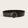 Europeu e Americano Retro Street Fashion Anel Oco PU Costura de Couro Cinto Especial Cinto Feminino Frisado para Todos os Fósforos