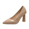 2024 Novas sapatos femininos de salto alto plataforma bico fino tamanho grande couro envernizado sapatos de trabalho para o dia a dia extra largos alargados