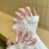 Uñas postizas hechas a mano, 10 piezas, diseño ojo de gato, aspecto de alta gama, estilo nuevo, populares en TikTok y removibles