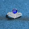 Anel Feminino S925 Prata Esterlina Redondo Cor Pombo Vermelho Azul Verde Moda Simples Anel de Diamante 1 quilate Joias de Prata Transfronteiriças