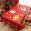 Mantel Rojo de Año Nuevo, Impermeable, Resistente al Aceite, No Lavable, Resistente al Calor, Mantel para Mesa de Comedor del Año del Caballo, Cubierta Festiva para Mesa de Té