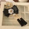 Colgante de Perla Fragante Pequeña Camelia Lazo Coreano Colgante de Llavero Accesorios de Cadena para Bolsos de Niñas Borla de Flor