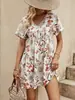Vestido Boho de Verano para Mujer con Estampado Completo, Cuello en V y Mangas de Murciélago, Nuevo de Primavera, Estilo Francés para Vacaciones
