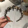 Diadema de Cristal Dentada Estampado Leopardo para Mujer, Diadema Antideslizante de Corona Alta Esponjosa, Pasador Organizador de Cabello para la Frente Accesorio para el Cabello