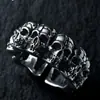 Anillo de calavera de plata tailandesa para hombre, marca de moda de alta gama, retro, personalidad, diseño único, anillo abierto, anillo de nicho dominante