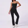 Mono deportivo de fitness con almohadilla de pecho desmontable estilo europeo y americano, tirantes dobles, pantalones de yoga acampanados de cintura alta, que realzan los glúteos, corte ajustado