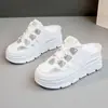 W3650 Nueva Mediaslipper para Mujer Verano 2024 Calados que Aumentan la Altura Zapatos Blancos de Suela Gruesa Zapatos Casuales Sandalias Transpirables para Mujer