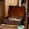 Caja de tesoro de almacenamiento vintage con cerradura, caja de almacenamiento de joyas para el hogar, caja pequeña de madera decorativa para escritorio, estuche pequeño de madera de almacenamiento