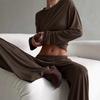 Conjunto de Pijama de Manga Larga y Pantalón Largo de Modal al por Mayor 2026 Nuevo de Verano Europeo y Americano Ropa de Casa Transpirable para la Piel para Mujer
