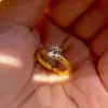 Anillo de Bambú Cepillado con Diseño de Diamante Estilo Vintage para Mujer, Diseño Exquisito de Nicho, Anillo de Dedo Índice Versátil de Moda de Gama Alta