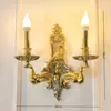 Luminária de parede retrô estilo europeu toda em cobre Lâmpada frontal para espelho de corredor de vila Iluminação decorativa para parede de fundo de sala de estar, sala de jantar, quarto Lâmpadas