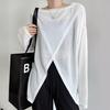 Diseño Casual Holgado Abertura Transpirable Ropa Fina Protección Solar Verano Nuevo Manga Larga Cuello Redondo Top de Moda Dos Usos