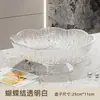 Plato de Frutas con Forma de Pétalo con Borde Plateado para Hogar Sala de Estar Mesa de Café Gran Capacidad Transparente Plato para Snacks Dulces Frutas Plato con Patas Altas Plato Drenante