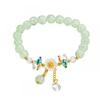 Pulseira Elegante de Luxo Leve Colorida Pedra Natural Chinesa Étnica Lótus Ruyi Estilo Nacional Pulseira Melhor Amigo Joia