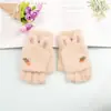 Luvas de Inverno de Pelúcia Fofas e Quentes com Meio Dedo Flip para Crianças, Estilo Coreano Cenoura, Luvas da Moda para Alunos do Ensino Fundamental