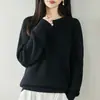 Suéter de Tricô Gola Redonda Costela Sete Pontos Algodão Puro Manga Longa Cor Sólida Camisa Base Top para Mulheres - Coleção Outono/Inverno 2026