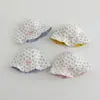 Chapéu de Pescador Doce Floral Estilo Coreano para Crianças, Chapéu de Sol Reversível Fofo para Meninas Bebês, Chapéu Balde Versátil para Uso ao Ar Livre
