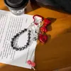 Pingente de bolsa miu original de alta qualidade, preto, estiloso, hellokitty, chaveiro de contas em forma de coração, corrente para pendurar, pequeno presente