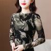 Tops Nicho Estampados de Mujer de Manga Larga Otoño e Invierno 2023 Talla Grande Estilo Occidental Diseño de Camiseta para Mamá Camiseta Básica Trbottomy