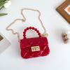Bolso infantil 2022 nuevo bolso de gelatina de PVC moda Diamond Girl cadena de perlas portátil estilo extranjero bolso de princesa