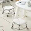 Taburete Bajo Giratorio de Acrílico con Respaldo Transparente Silencioso, Silla Pequeña con Ruedas para Transportar Bebés, Taburete de Cambio de Zapatos de Moda