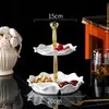 Venta al por mayor transfronteriza de Platos de Fruta Cerámicos Creativos de Lujo Ligero, Platos para Bocadillos de Té de la Tarde, Platos para Pasteles de Postre, Platos de Fruta de Dos y Tres Niveles