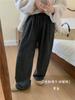 Pantalones de pata ancha a cuadros con tacto de lana a la moda vintage para mujer, invierno, forrados de polar, cálidos, holgados, rectos y cómodos para mujer