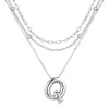 Amazon Transfronterizo 26 Iniciales Collar de Letras Burbuja Brillantes Cadena con Colgante de 26 Letras Acero Inoxidable Accesorios para Mujer