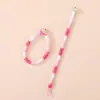Llavero con anilla y correa de color macarrón en bloques, correa corta tejida fresca para teléfono, accesorio DIY, disponible para dropshipping