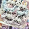 Diadema elástica de tela de conejo de dibujos animados de moda, linda, con borde de encaje, scrunchie, divertida para el cabello de niños
