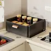 Estante de piso para horno de microondas de cocina, estante multifuncional de escritorio con cajones extraíbles en capas, estante de almacenamiento para encimera de horno