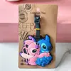 Etiqueta de equipaje de Stitch de orejas grandes y lindo de Star Baby, etiqueta con logo de equipaje de goma suave de PVC, colgante para tablero, colgante de embarque