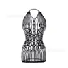 Uniforme de Lingerie Sexy Macacão Jacquard Bodysuit de Renda com Cadarço e Abertura no Gancho Meias Modelo Novo para Comércio Exterior W397