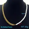 Collar de Cadena de Acero Inoxidable con Empalme de Perlas Transfronterizo Europeo y Americano Oro de 18 Quilates Lujo Accesible Cadena para la Clavícula Joyería Versátil de Gama Alta