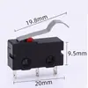 Botão de contato de fim de curso de viagem KW11/12 microinterruptor com alavanca reta pequena, três pinos, 250V, com roldana