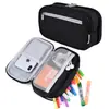 Bolsa para lápices de color sólido de gran capacidad con compartimentos múltiples, personalizada de fábrica, bolsa de papelería portátil para estudiantes de primaria y secundaria