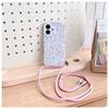 Funda para iPhone 15 con estampado floral rosa y cordón cruzado para Apple Pro Max de 16 pulgadas, transparente, resistente a caídas y suave.