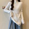 Top de Manga Larga para Mujer, Talla Grande, Costilla Gruesa, Cuello Alto, Capa Base, Nuevo Estilo Primavera/Otoño, Corte Holgado, Adelgazante, Cálido