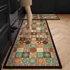 Tapete de piso de cozinha vintage, antiderrapante, resistente a óleo, lavável, resistente à sujeira, resistente ao desgaste, absorvente de água, secagem rápida, tapete de piso de terra de diatomáceas