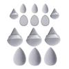 Borla de polvo seco triangular negra con borde cruzado, herramienta de maquillaje en forma de huevo, set de 14 piezas MINI