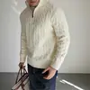 Suéter de punto trenzado con cuello alto de estilo ligeramente maduro para hombre, tendencia de moda otoño e invierno, suéter básico versátil de punto fino casual