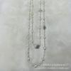 (160 cm) Colar de Cristal Japonês e Coreano de Camada Dupla, Estilo Longo, Pode Ser Usado em Camadas com Correntes de Suéter, Contas Quadradas, Duas Cores Hj01