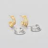 Pendientes de tres capas con incrustaciones de diamantes de AliExpress, nuevos y transfronterizos, que combinan con todo, retro, exquisitos, sencillos y de alta gama.