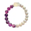 Pulsera Pulsera de Contraste de Perla de Agua Dulce Natural Vintage Guofeng de 9-10 mm, Amatista Natural y Cristal Blanco