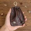 Estilo Japonês Simples Couro Bovino de Primeira Camada Couro Vegetal Retrô Saco de Musgo Feminino Mini Bolsa de Chaves Porta-Cartões Porta-Moedas Bolsa de Cosméticos